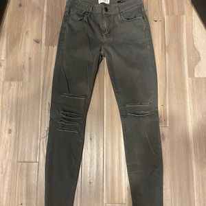 Parker Smith Distressed Olive Skinny Jeans